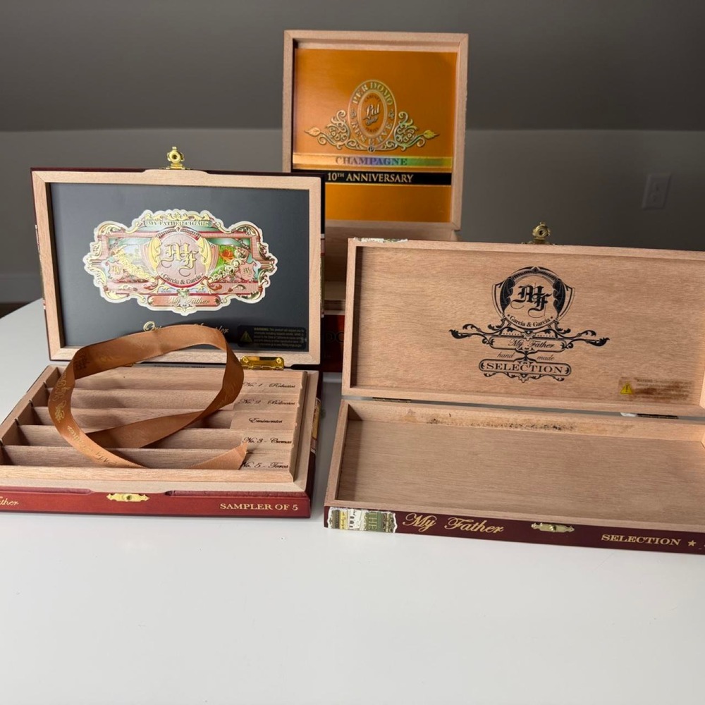 Vintage Empty Wooden Cigar Box Lot Perdomo My father Decorative